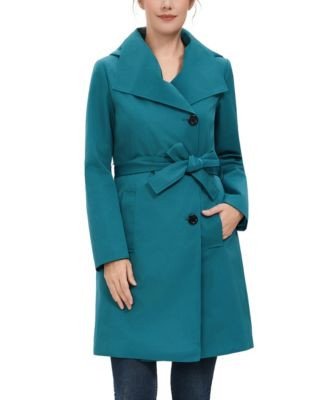 kimi + kai Women's Wing Collar Hooded Trench Coat - Teal | Macy's
