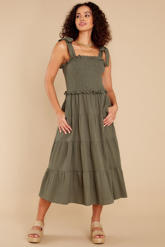 Sweet On Me Olive Midi Dress | Red Dress 