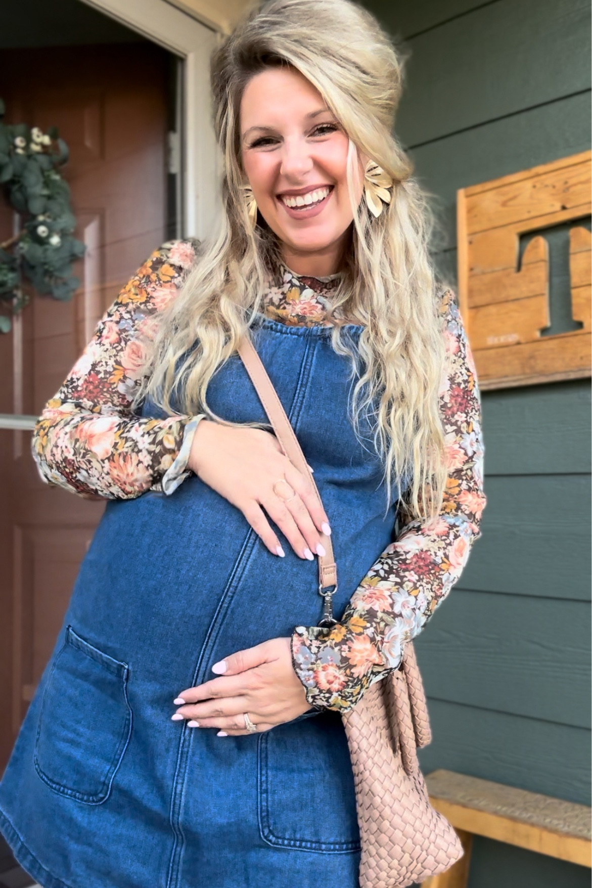 Mesh long sleeve top, boots, and denim jumper skirt from Amazon. Earrings and woven bag from Tjmaxx, but linked similar on Amazon 

#LTKStyleTip #LTKFallSale #LTKBump