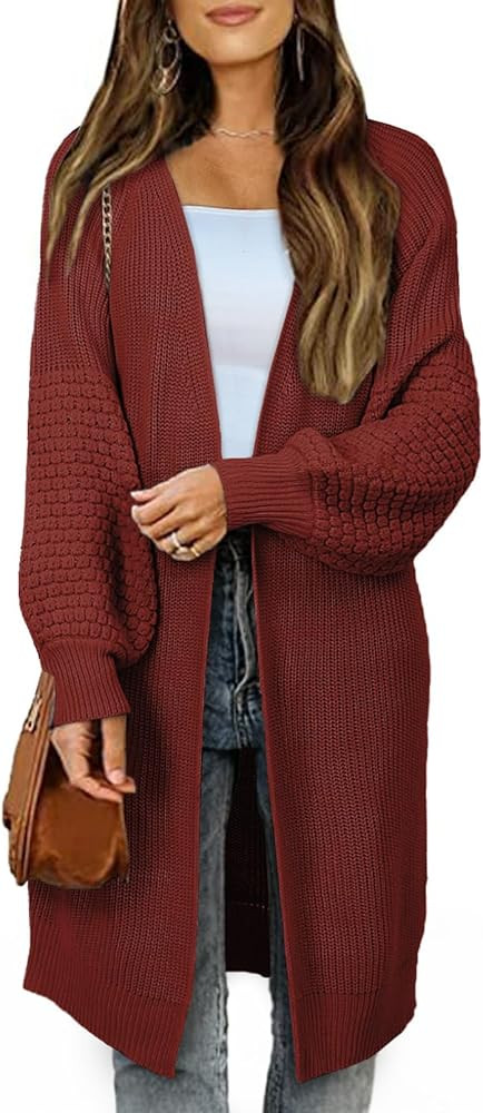 Dokotoo Women's 2024 Fashion Casual Open Front Long Sleeve Chunky Cable Knit Cardigans Sweaters O... | Amazon (US)