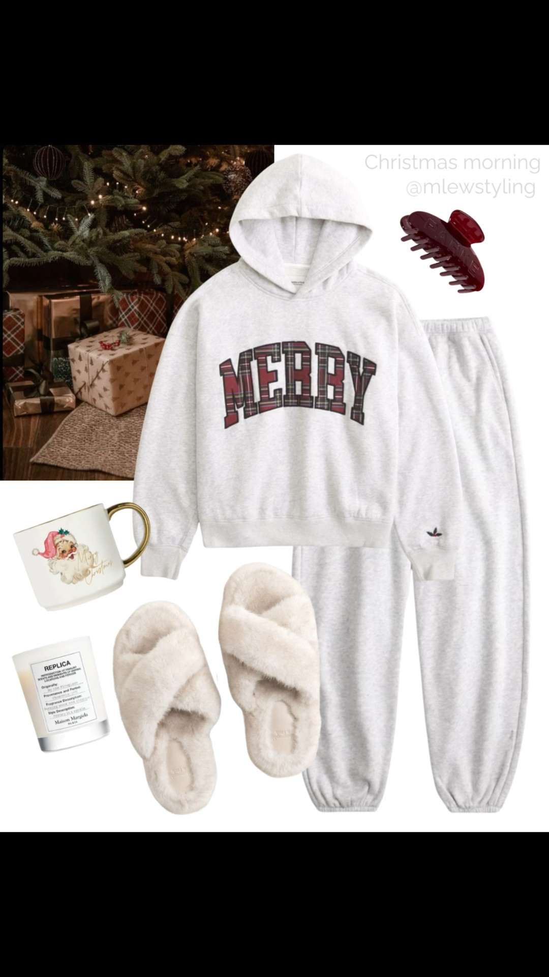 What to wear for a cozy Christmas morning 🎄♥️

Tags: holiday sweatsuit, merry hoodie, grey sweatpants, new in Abercrombie, cross strap slippers, Santa mug, replica fireplace candle, revolve hair clip, comfy loungewear, winter outfit 

#LTKFindsUnder100 #LTKGiftGuide #LTKHoliday