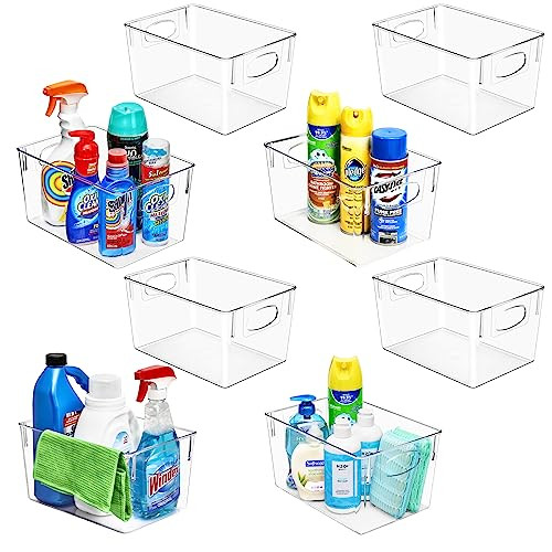 Sorbus 8 Pack Large Clear Plastic Storage Bins, Clear Organizer Bins with Handle for Kitchen, Pantry, Cabinet, Refrigerator, Craft, Toys, Clothes, Closet, Under Sink, Bathroom Organizers and Storage | Amazon (US)