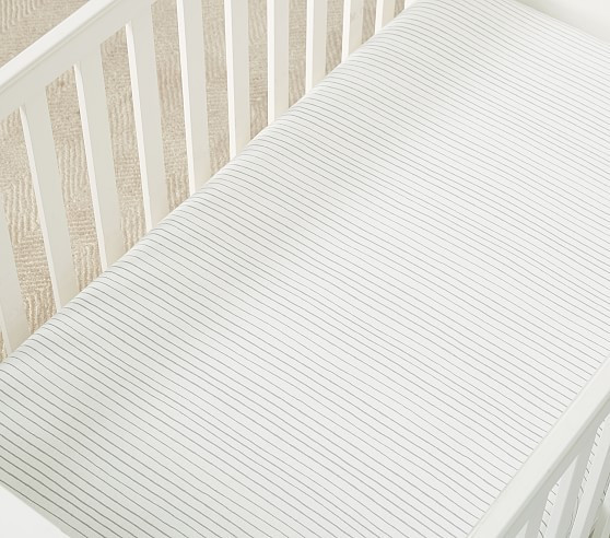 Stripe Organic Jersey Crib Fitted Sheet | Pottery Barn Kids