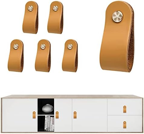 Leather Dresser Drawer Pulls 6 Pack Knobs Upgrade The Look of Furniture Soft Handles Can Avoid Colli | Amazon (US)