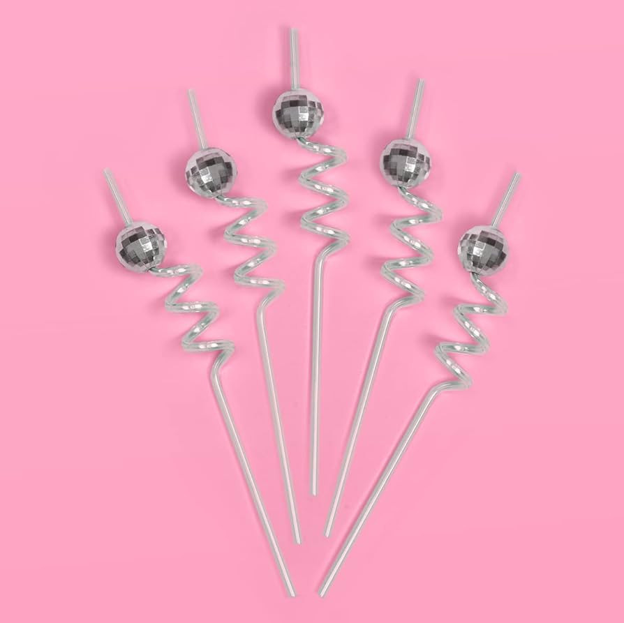 xo, Fetti Disco Ball Reusable Swirly Straw Set - 16 pc | Groovy Birthday Party Supplies, Last Dis... | Amazon (US)