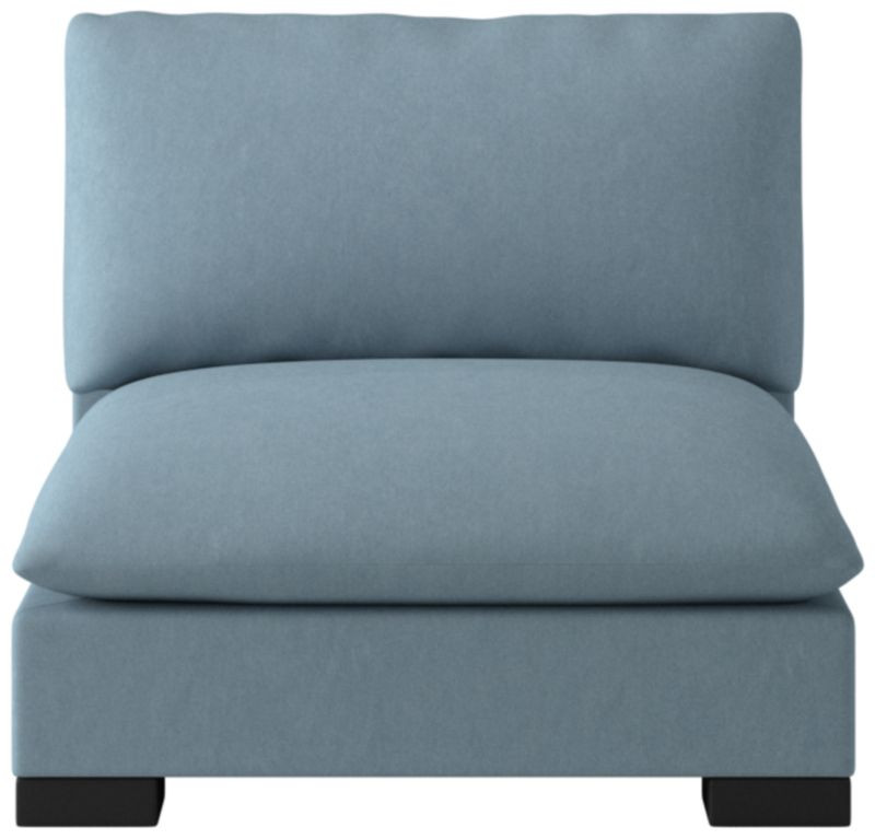 Deseo Lisbon Wedgewood Performance Velvet Armless Chair + Reviews | CB2 | CB2