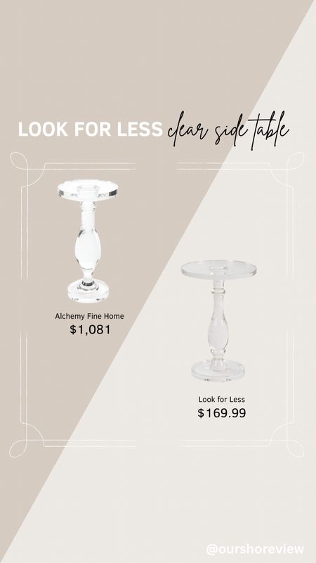 small clear side table, designer look for less, designer look alike, perfect for a martini table or even a table in a nursery next to a chair, 

#LTKsalealert #LTKhome #LTKstyletip