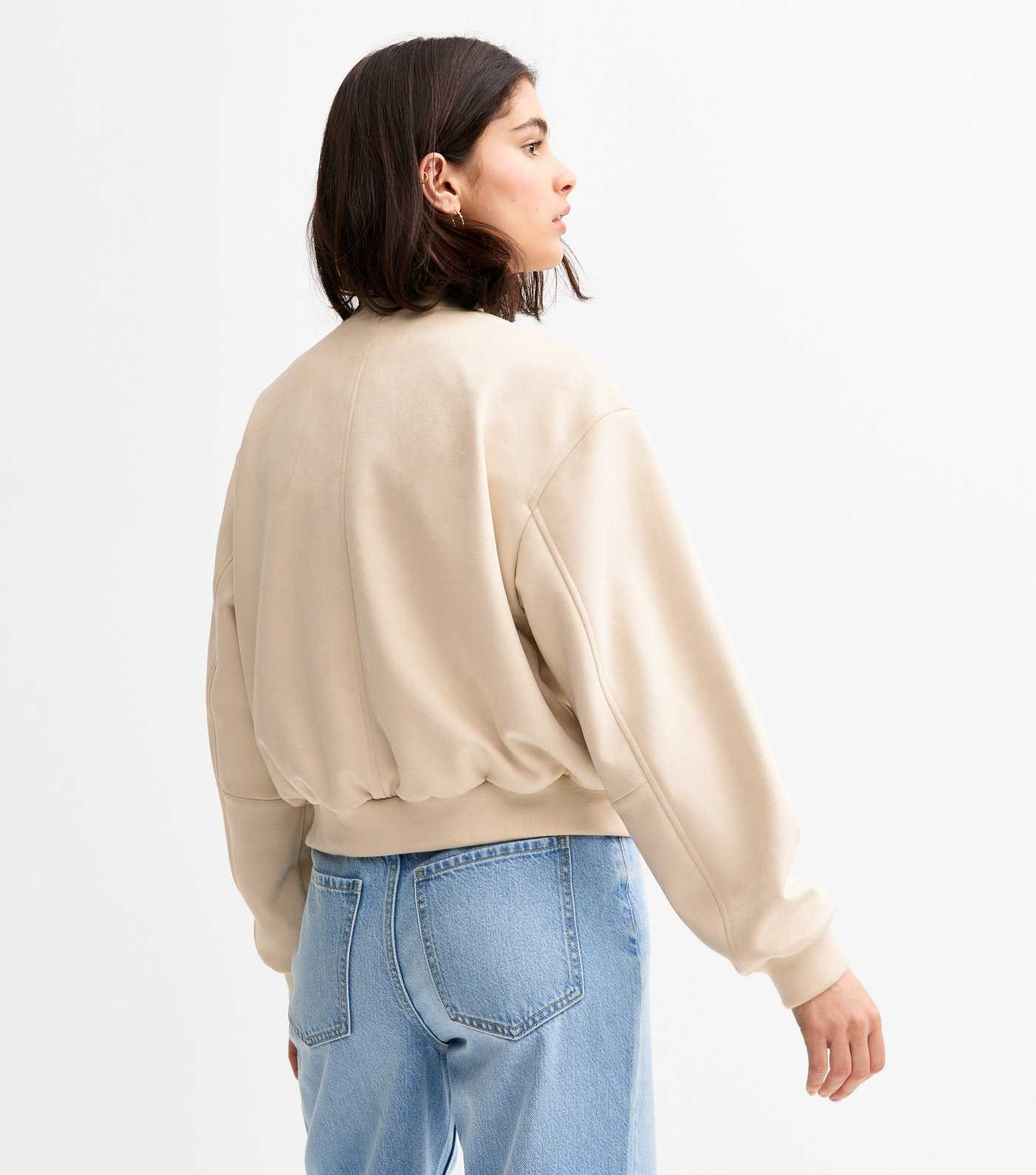 Stone Faux Suede Bomber Jacket | New Look | New Look (UK)