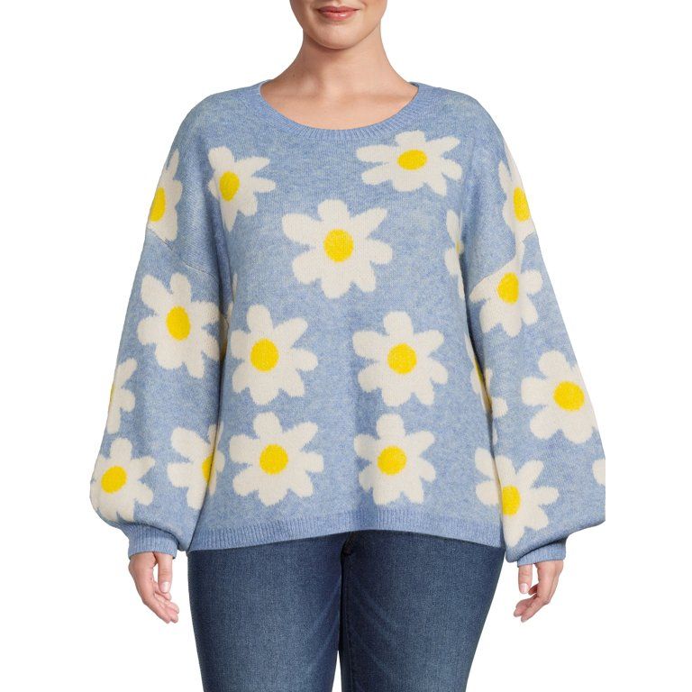 Dreamers By Debut Women's Plus Size Daisy Pullover Sweater - Walmart.com | Walmart (US)