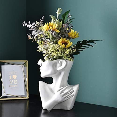 Nordic Ceramic Vase Human Head，Half Body Human Face Ceramic，Vase Flower Arrangement Container... | Amazon (US)