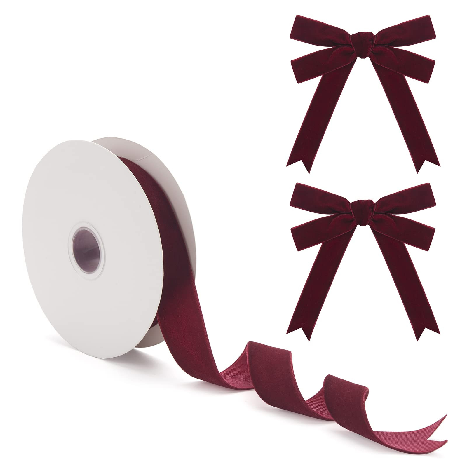 Burgundy Velvet Ribbon 1 Inch, Vintage Dark Red Velvet Ribbon for Gift Wrapping, 25Yd Thick Maroo... | Amazon (CA)