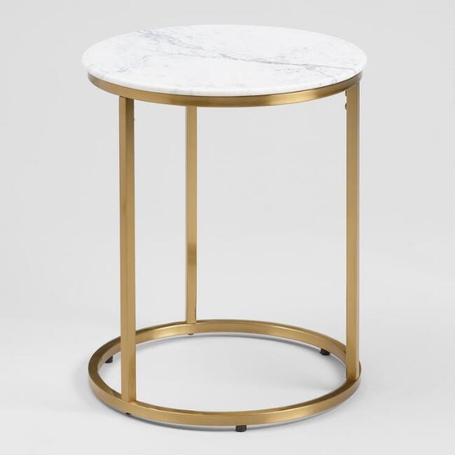 Round White Marble Milan Accent Table | World Market
