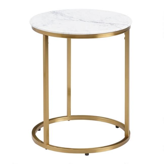 Round White Marble and Gold Metal Milan Accent Table | World Market