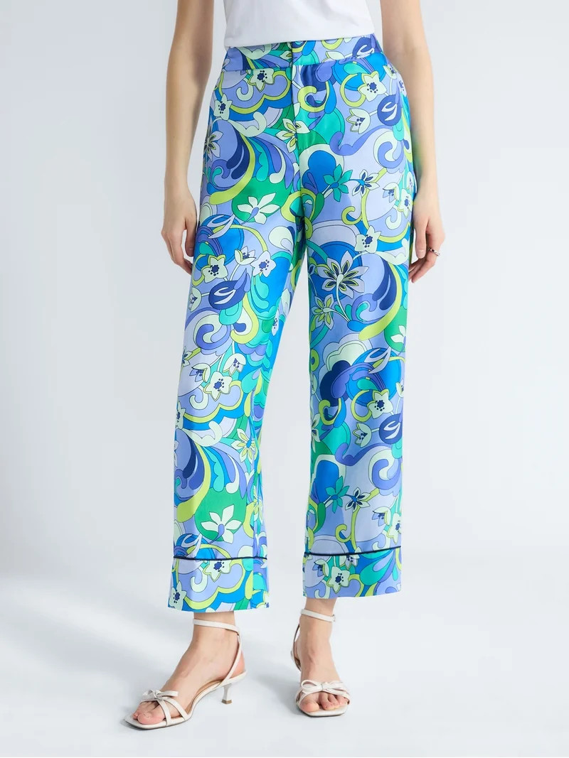 Free Assembly Women's and Women's Plus Cropped Silk Day Jama Pants, 27" Inseam, Sizes XS-4X - Wal... | Walmart (US)