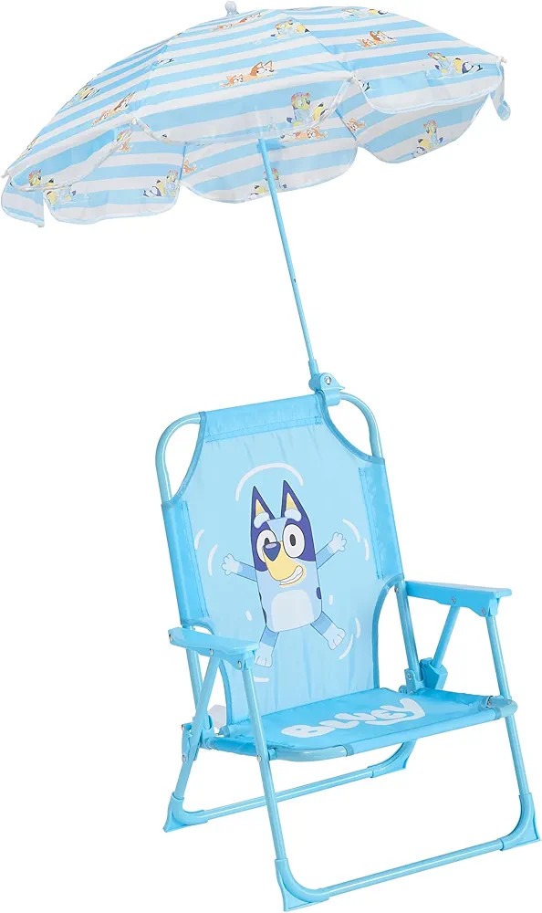Idea Nuova Bluey Kids Outdoor Folding Beach Chair with Umbrella,Portable Camp Chair for Ages 3+, ... | Amazon (US)