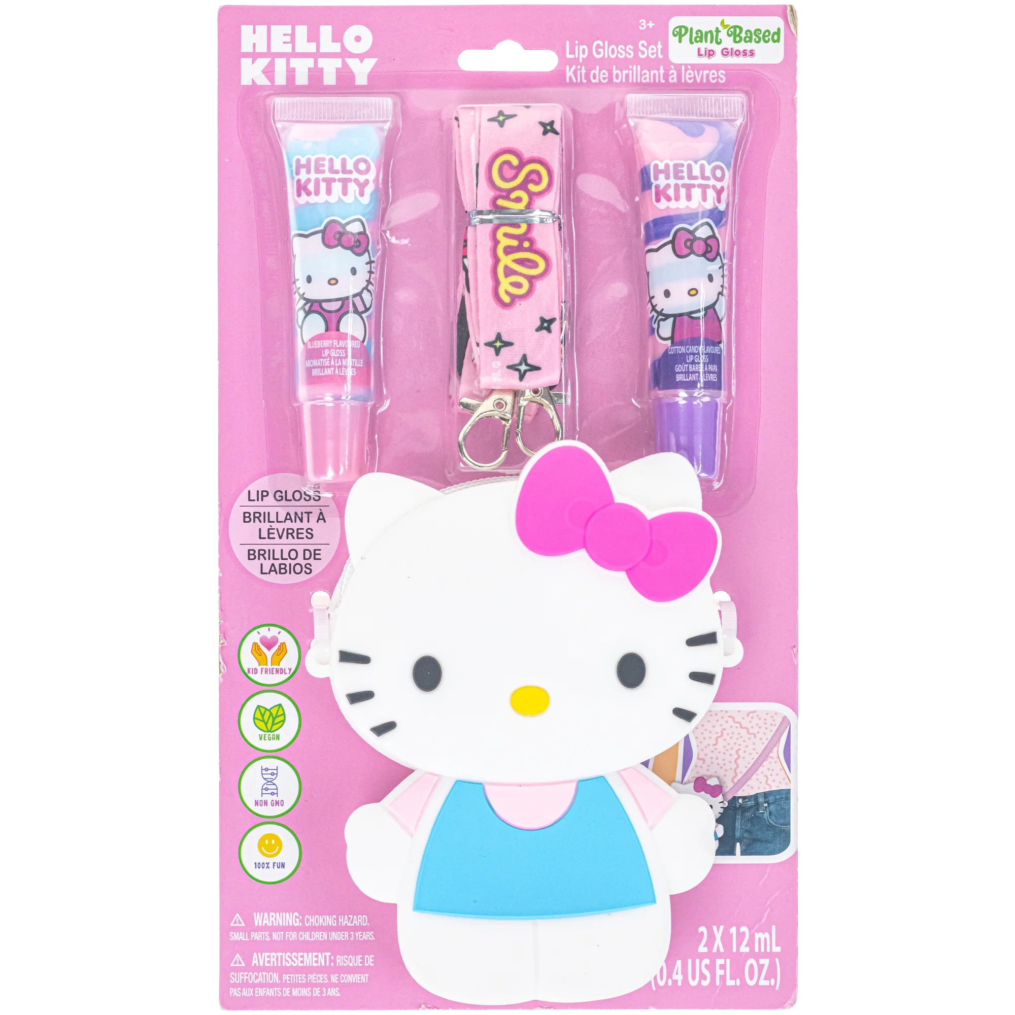 Disney Hello Kitty Lip Gloss Set with Silicone Character Bag, Kids Ages 3+, 4-pieces | Walmart (US)