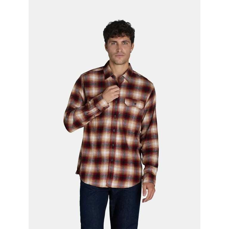 George Men's and Big Men's Flannel Shirt with Long Sleeves, Sizes XS-3XLT | Walmart (US)