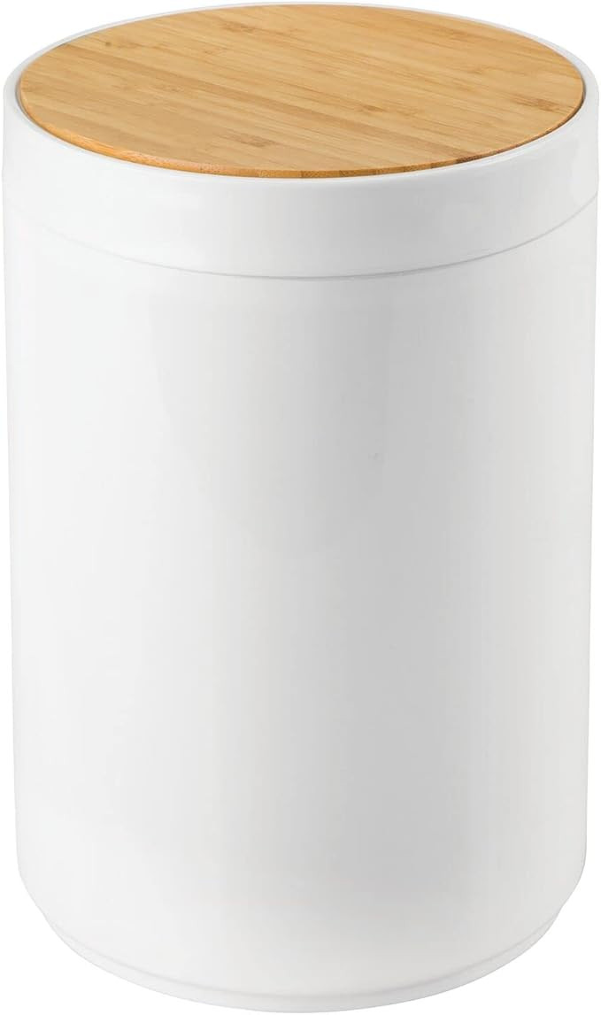 mDesign Plastic Round Trash Can Small Wastebasket, Garbage Bin Container with Swing-Close Lid, Ki... | Amazon (US)