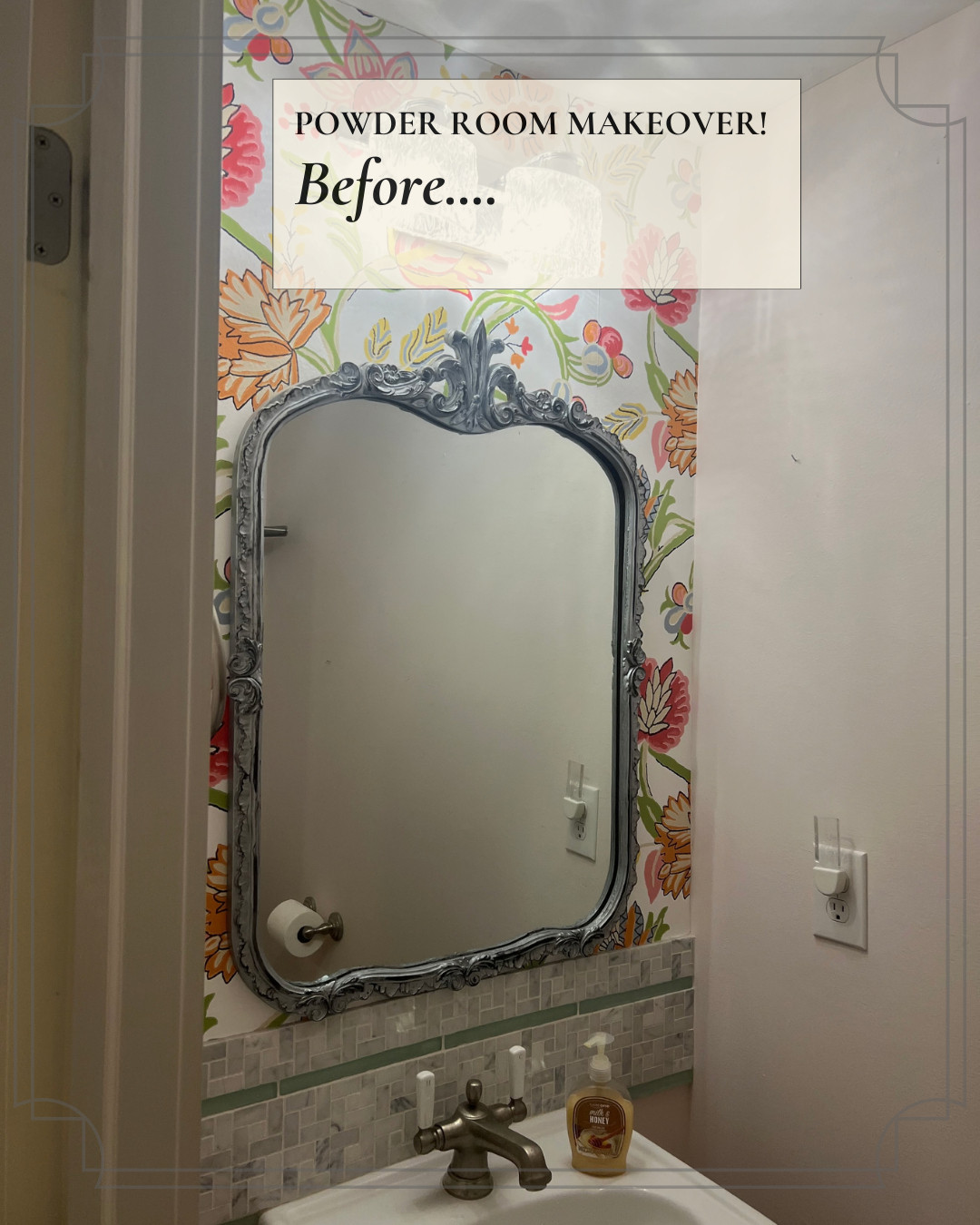Powder room makeover! Before and after @Williams-Sonoma . #wallpaper #morrisandco #wallmirror #goldmirror #bathroommirror #bathroommakeover #homemakeover #beforeandafter #amazonhome #founditonamazon #amazonfinds #halfbath  

#LTKOver40 #LTKstorytime #LTKHome