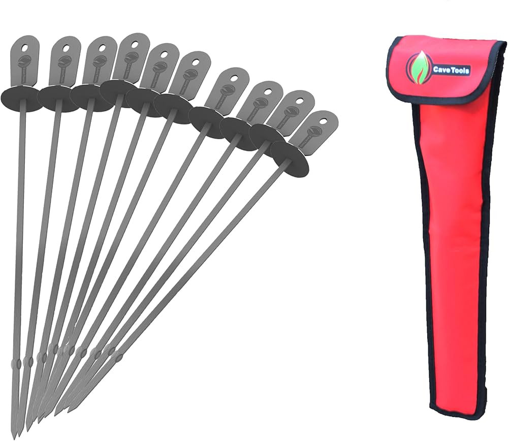 Cave Tools Skewers Set - 10 Stainless Steel Wide BBQ Kebob Sticks for BBQ Grill - Flat Metal with... | Amazon (UK)