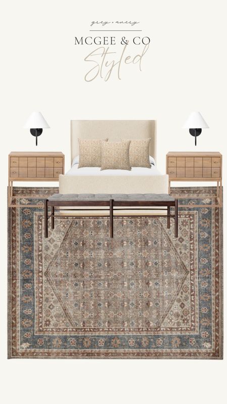 Primary bedroom styled with McGee & co sale items

Upholstered bedframe, wood nightstands, wall sconce, hand knotted rug, throw pillows, linen duvet, bench

#LTKsalealert #LTKhome