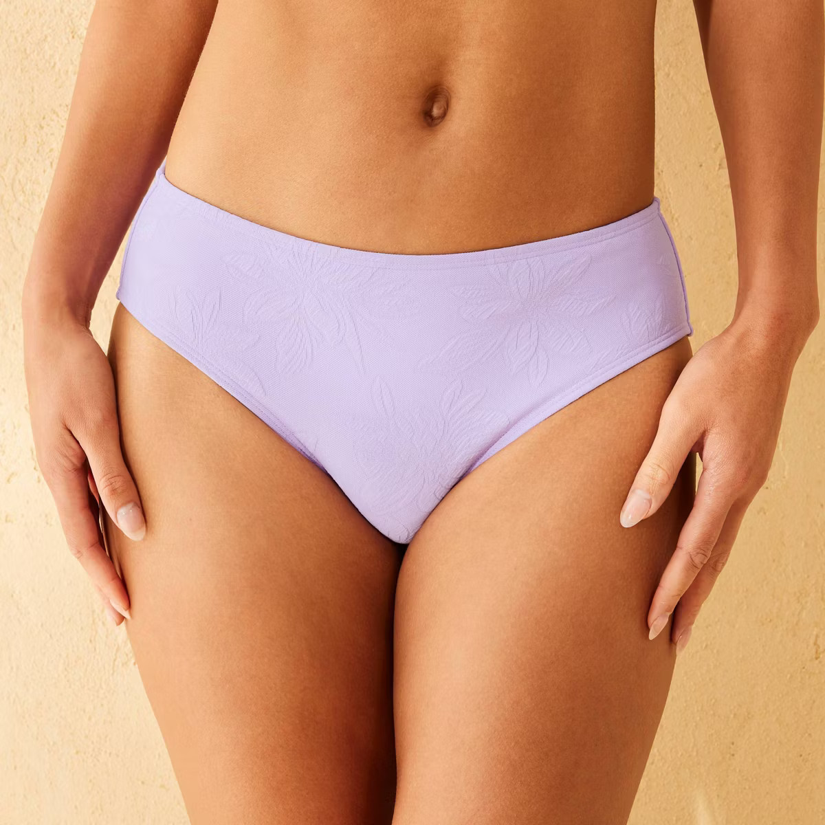 Women's Floral Jacquard Medium Coverage Bikini Bottom - Shade & Shore™ Purple | Target