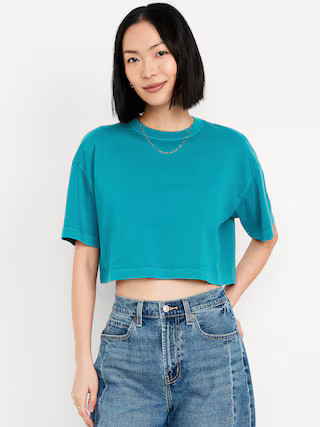 Vintage Crew-Neck Oversized Crop T-Shirt | Old Navy | Old Navy (US)