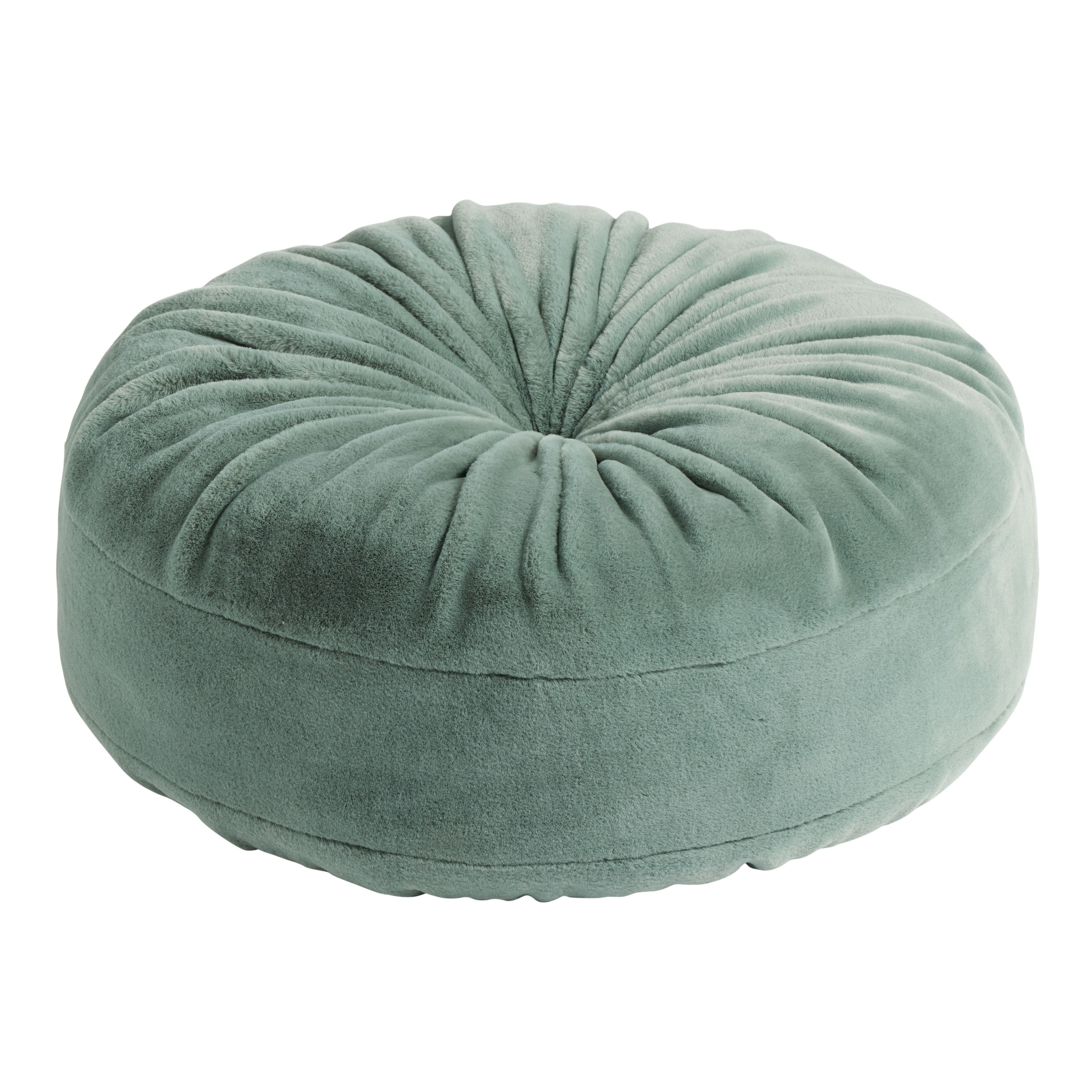Round Fuzzy Plush Button Tufted Floor Cushion | World Market