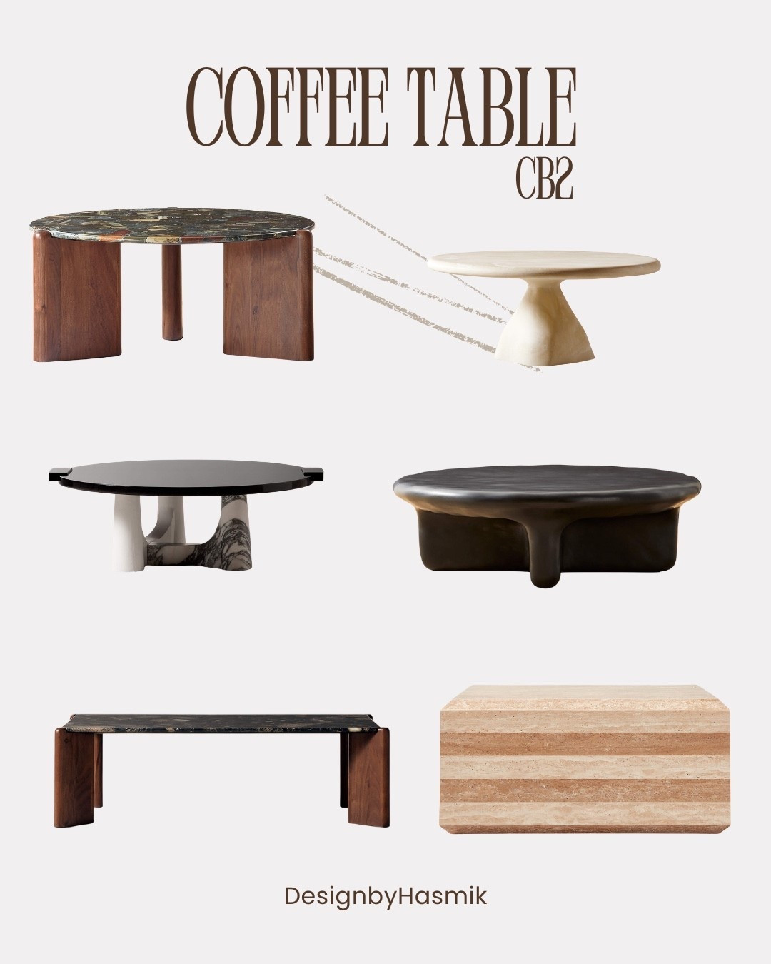 A sculptural coffee table moment that instantly elevates the living room. I’m loving these CB2 coffee table designs for their bold silhouettes, rich materials, and modern organic feel. From marble tops and warm wood tones to soft rounded bases and statement stone finishes, each piece feels like functional art. Perfect for grounding a space while adding texture, contrast, and a high end designer look. Whether your style leans minimal, modern organic, or contemporary luxe, these coffee tables make the room feel intentional and elevated. Saved all my favorites so you can shop the exact pieces and find the one that fits your space perfectly.

#LTKhome
#LTKinteriors
#LTKfinds
#LTKstyle
#livingroominspo
#coffeetable
#coffeetabledecor
#modernhome
#moderninterior
#organicmodern
#interiordesign
#homeinspo
#designinspiration
#cb2home
#neutralhome
#luxuryhome
#statementfurniture
#homeaesthetic
#designerinspired

#LTKSaleAlert #LTKHoliday #LTKHome