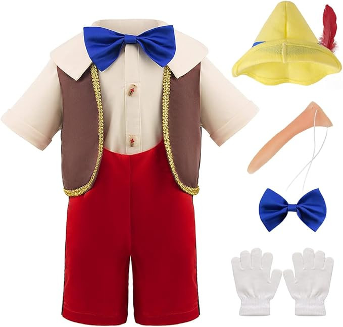 LZH Puppet Costume for Boys Cosplay Fairytale Character Puppet Costumes Long Nose Boy Dress up Ha... | Amazon (US)