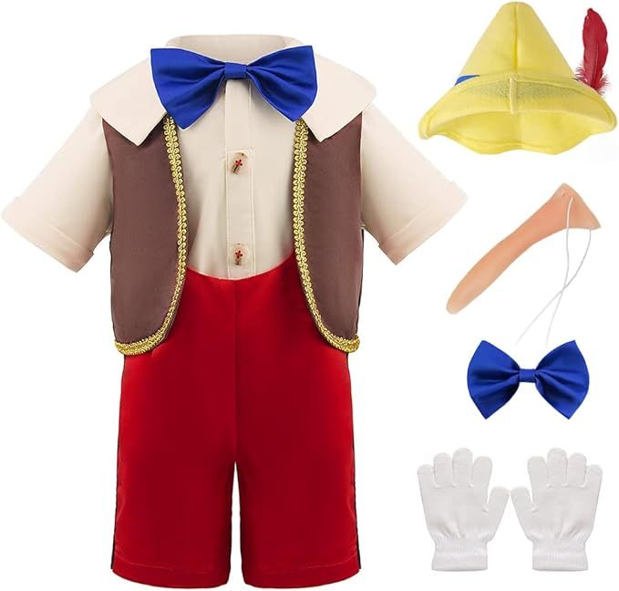LZH Puppet Costume for Boys Cosplay Fairytale Character Puppet Costumes Long Nose Boy Dress up Ha... | Amazon (US)