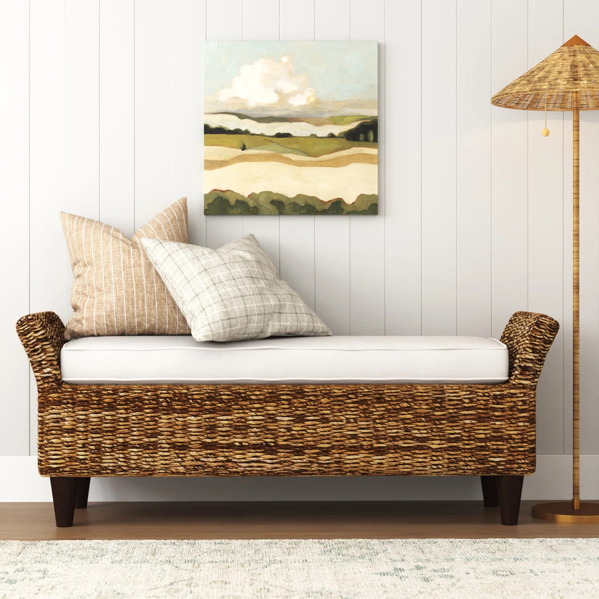 Sand & Stable™ Calne Upholstered Wicker Bench & Reviews | Wayfair | Wayfair North America