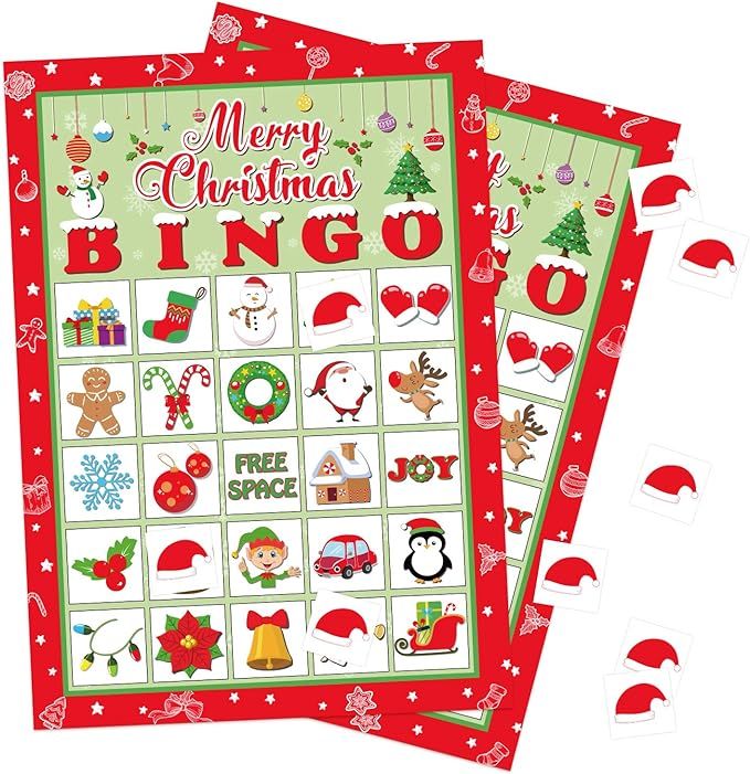 Christmas Bingo Game Xmas Holiday Winter Party Supplies Favors (for 32 Players at Most) | Amazon (US)
