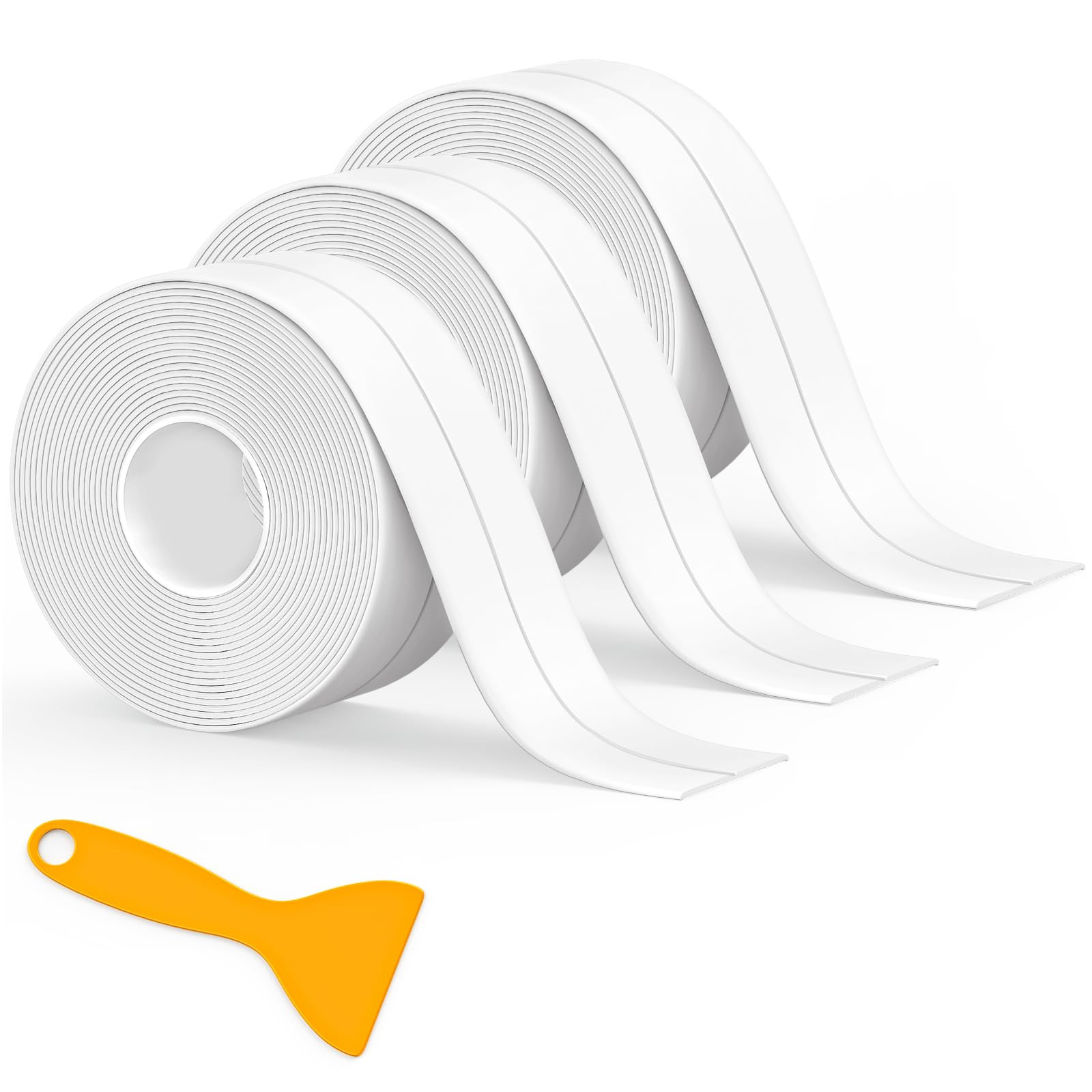 Caulk Tape Waterproof Self Adhesive, 3 Rolls Toilet Caulk Sealing Strip, Bathtub Caulking Sealant... | Amazon (US)