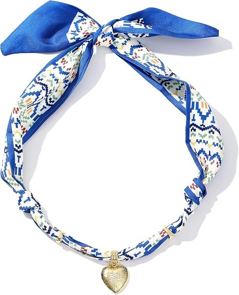 Scarf Necklace for Women Bandana Necklace with Gold Plated Pendant Heart,Cross,Moon, Fashion Jewe... | Amazon (US)