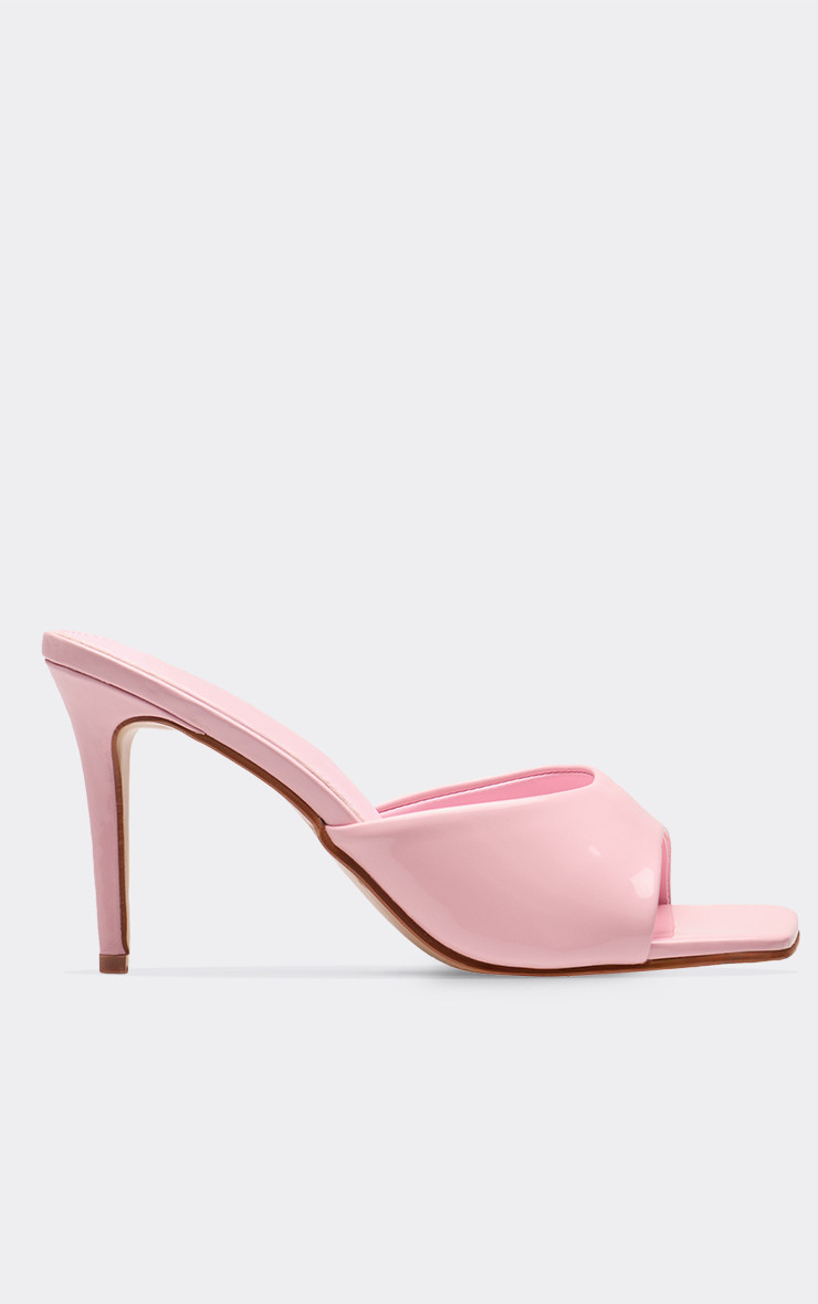 Thalia Square Peep Toe Heeled Mule In Pink Patent | EGO Shoes (US & Canada)