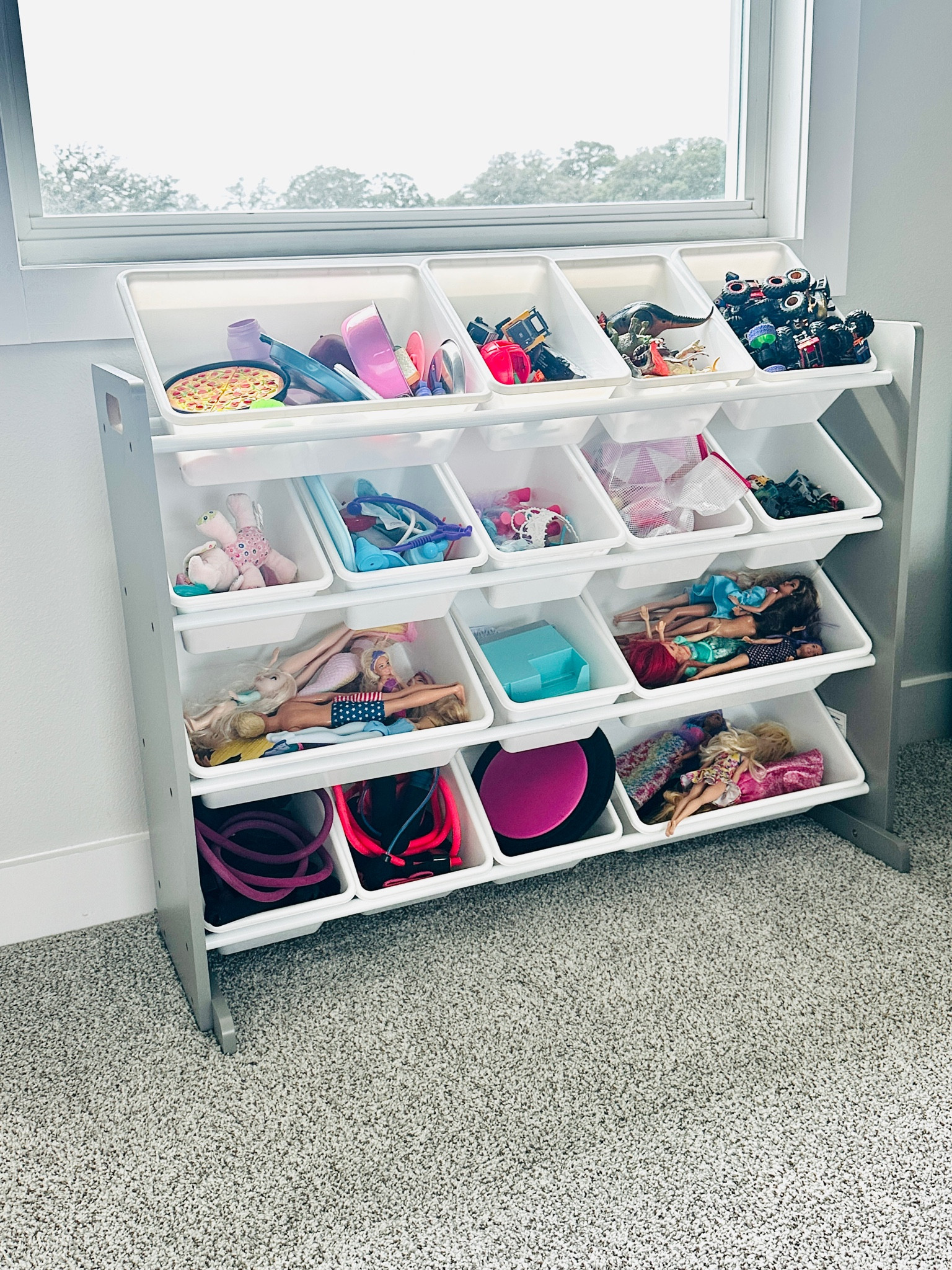 Cleaned up my kids playroom and always so glad we have this toy organizer! 16 containers, grey and white (comes in other colors as well). 

#LTKHome #LTKFamily #LTKKids