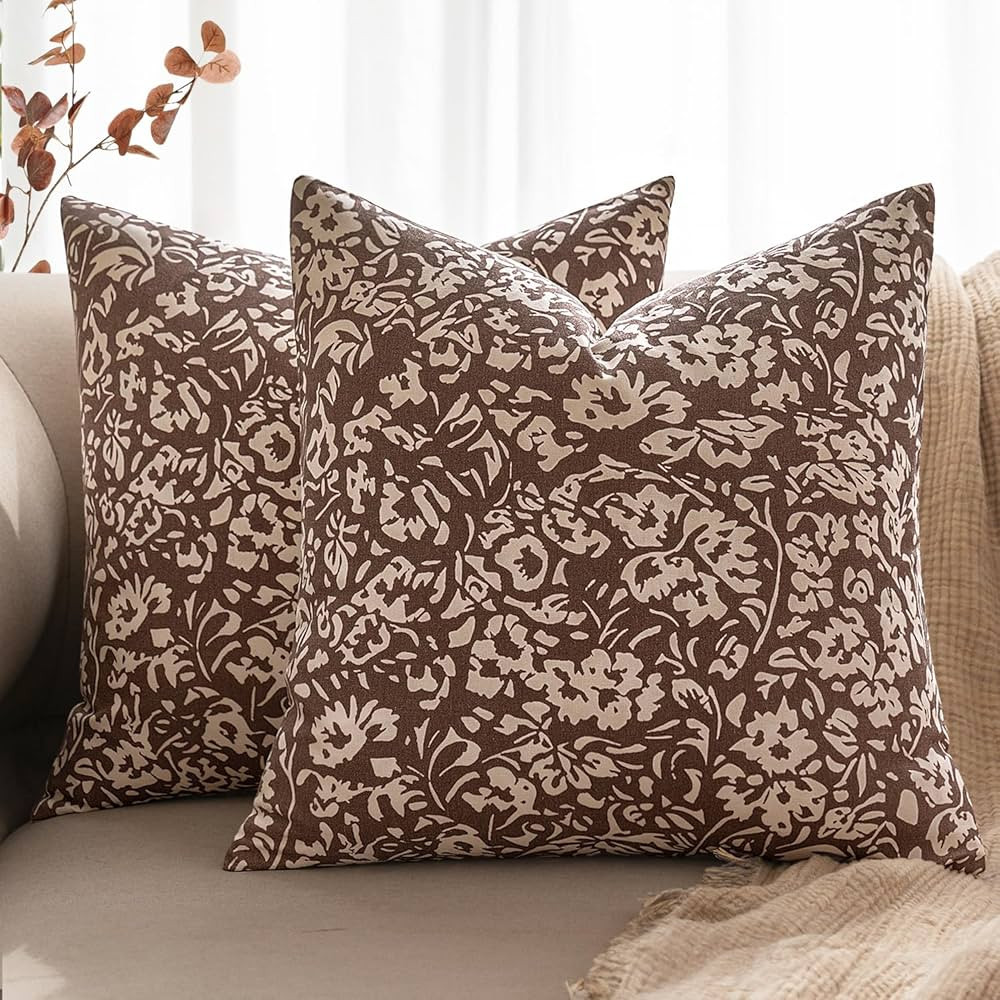 MIULEE Floral Pillow Covers Decorative Throw Pillow Covers 18x18 Pack of 2 Modern Linen Cushion C... | Amazon (US)