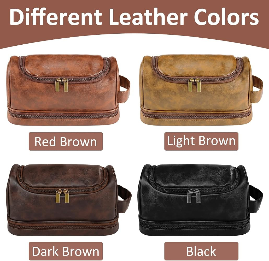 Sparklove Personalized Toiletry Bag for Men Gifts, Father Day Gifts Custom Leather Shaving Bag, Engraved Travel Bag, Birthday Present for Dad Husband Groomsmen Son Wedding Anniversay | Amazon (US)