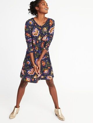 Old Navy Womens Jersey-Knit Swing Dress For Women Multi Floral Size S | Old Navy US