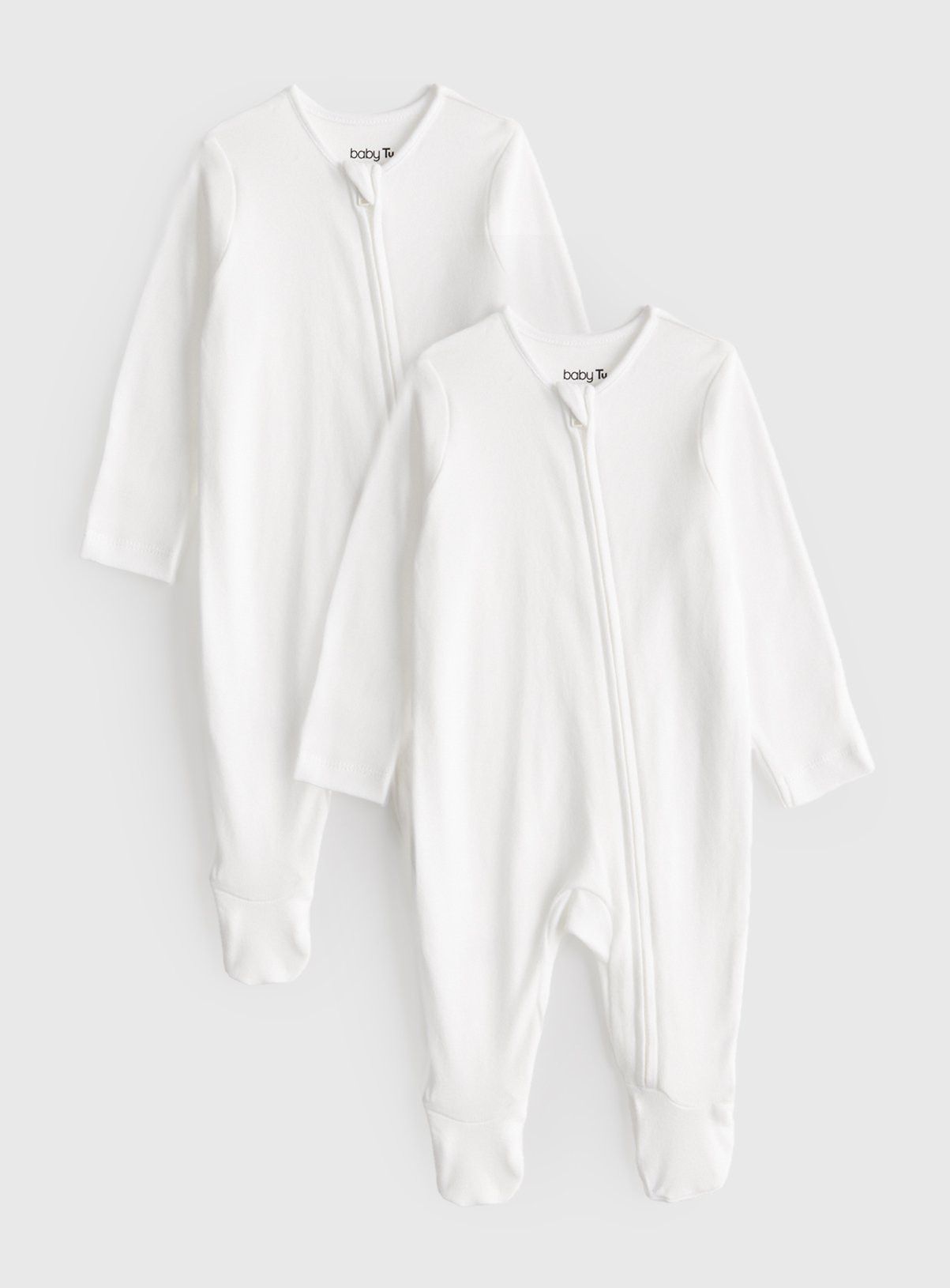 White White Zip-Through Sleepsuits 2 Pack - Tu by Sainsbury's | Tu Clothing