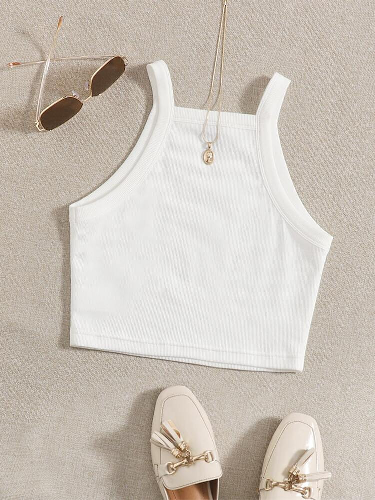 SHEIN Solid Rib Knit Cami Top | SHEIN