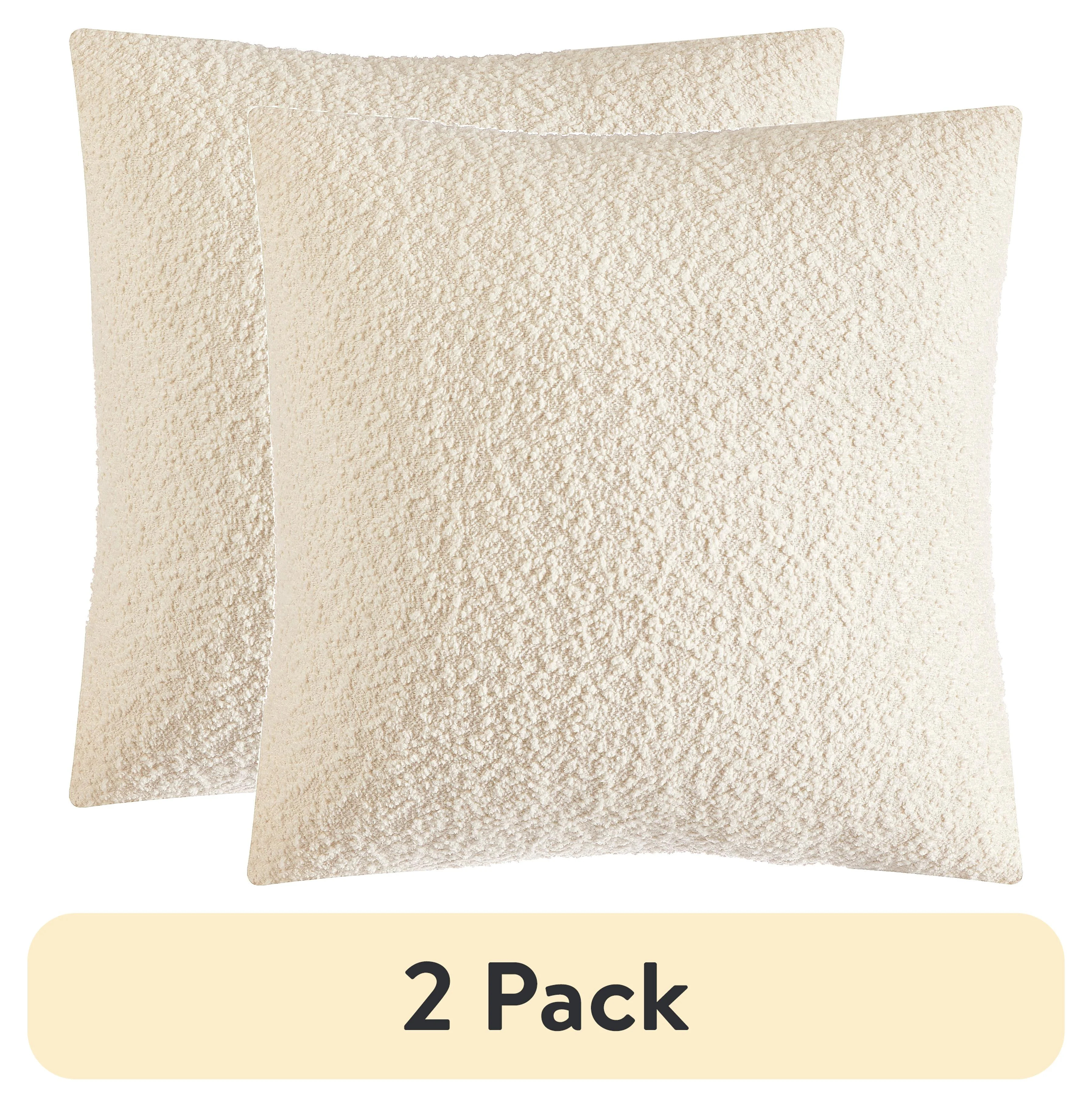 (2 pack) Mainstays Square Boucle Ivory Pillow, 18 in x 18 in, Polyester Fill | Walmart (US)