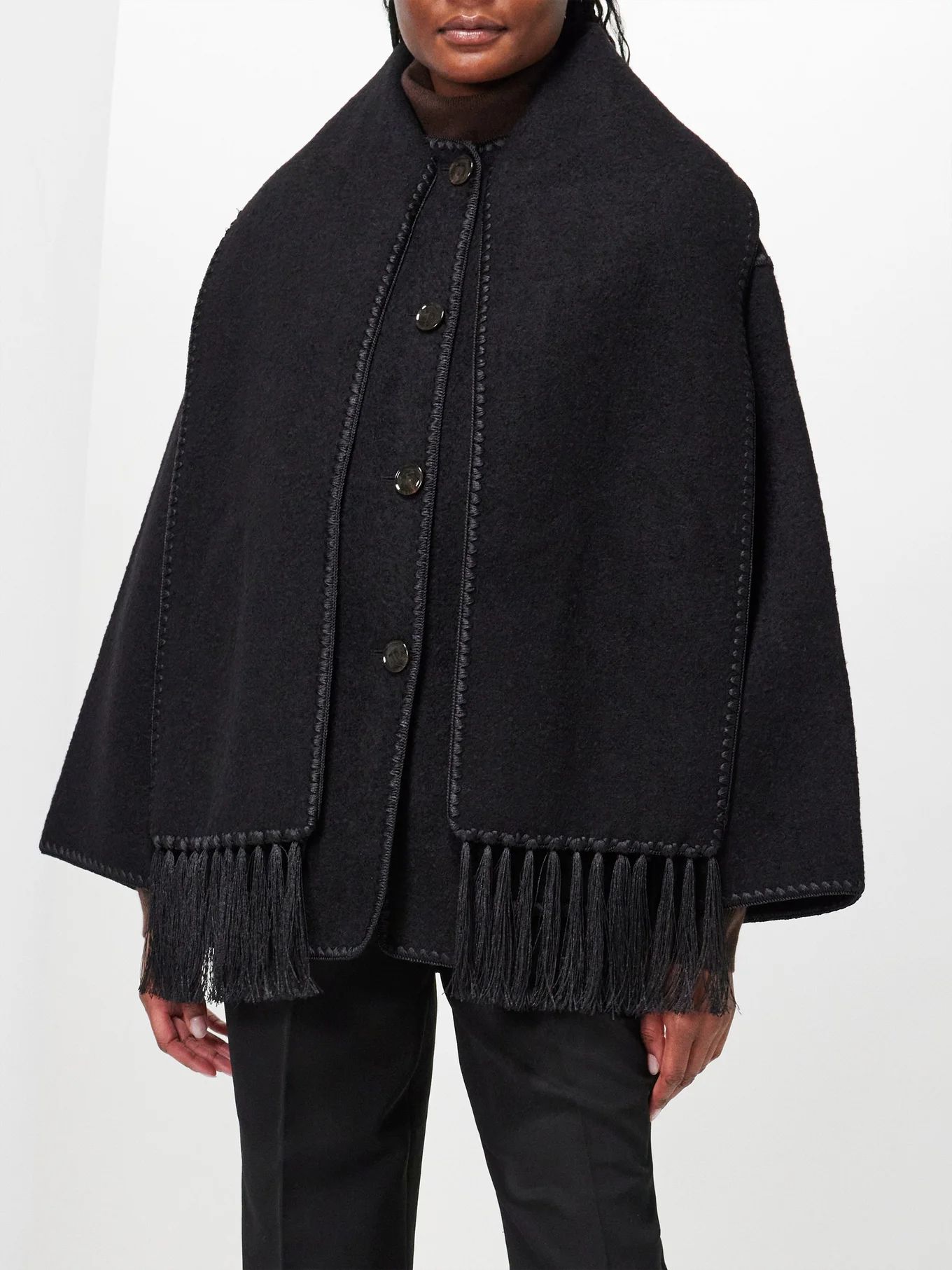 Embroidered scarf-neck wool-blend jacket | Toteme | Matches (UK)