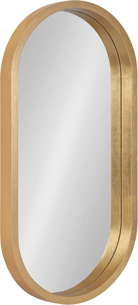 Kate and Laurel Travis Modern Capsule Wood Framed Wall Mirror, 12 x 24, Gold, Chic Geometric Wall... | Amazon (US)