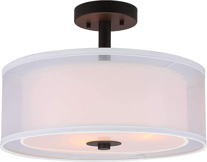 XiNBEi Lighting Semi Flush Mount Ceiling Light, 3 Light Drum Semi Flush Light, 16" Close to Ceili... | Amazon (US)