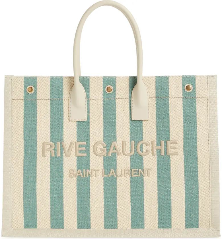 Saint Laurent Large Rive Gauche Stripe Canvas Tote | Nordstrom | Nordstrom