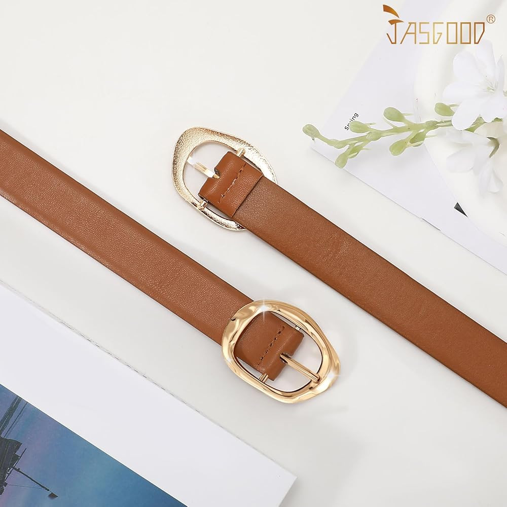 JASGOOD 3 Pack Women Belts for Jeans Pants Ladies Leather Waist Belt Casual Fashion Trend Belt fo... | Amazon (US)