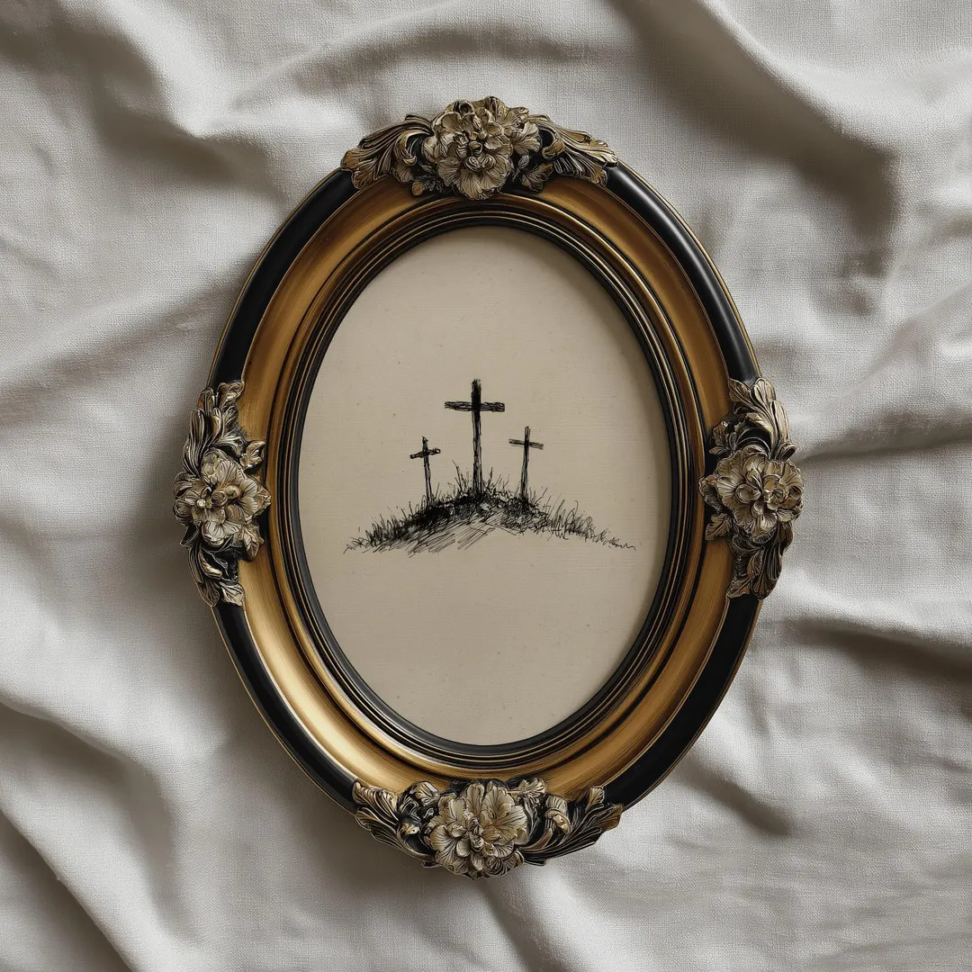 Easter Art Print with Three Crosses, He Is Risen Christian Wall Decor, Crucifix Art for Religious... | Etsy (US)