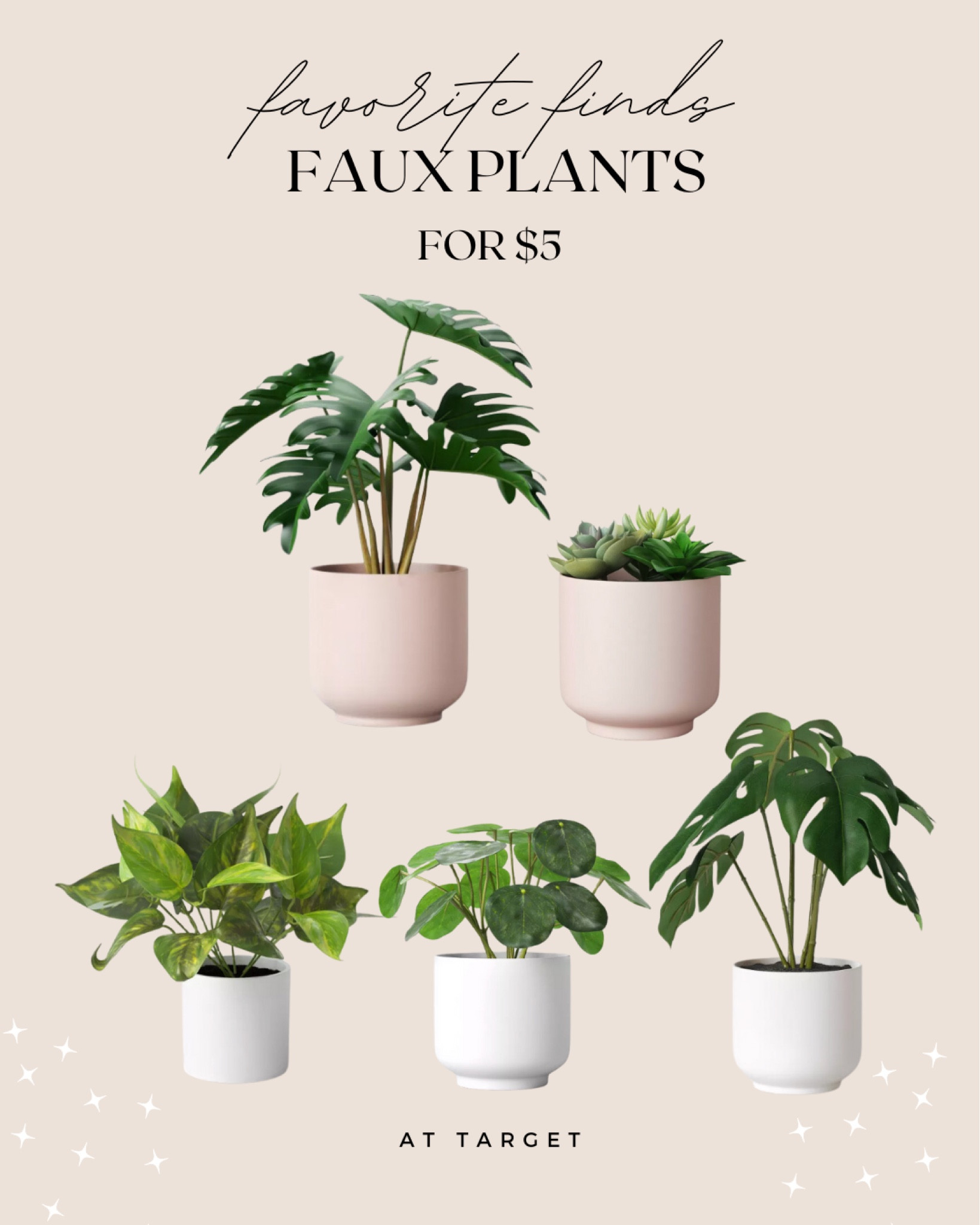 Faux plants at Target for $5 each! 🙌

monstera | decor | greenery | plants | fake plants | small

#LTKhome